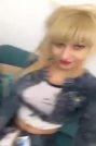 Bimbo teen flashing her tits in public waiting room