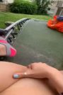 Naughty teen fingering in the backyard