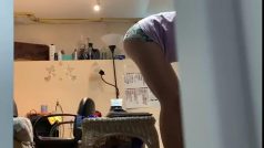 Spying on real step sister ass