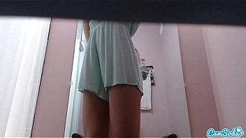 hot teen latina in private dressing room bent over in front of camera