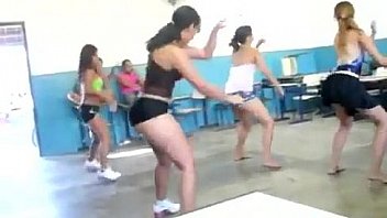 hot brunette and some friends dance rehearsal