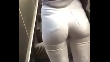 Milf booty long legs in  white jeans followed