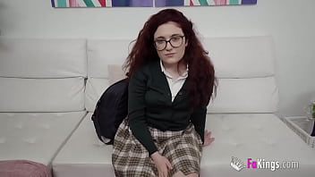 Shy and nervous redhead has her first porn experience to finally leave her parents’ home