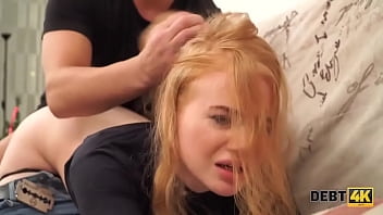DEBT4k. Teen gets fucked hard by collector and eats cum
